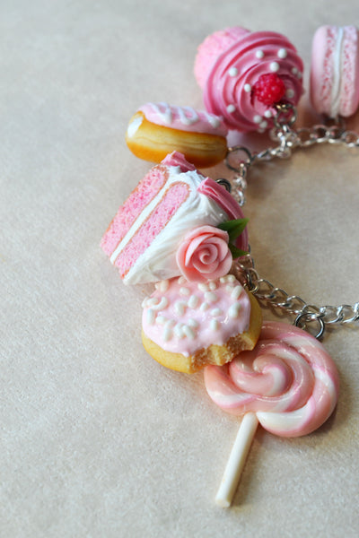 Pretty In Pink Dessert Polymer Clay Charm Bracelet – ScrumptiousDoodle