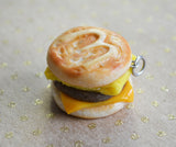 Sausage Egg Cheese Breakfast Sandwich Charm, Key Chain, Necklace