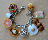 Breakfast foods charm bracelet