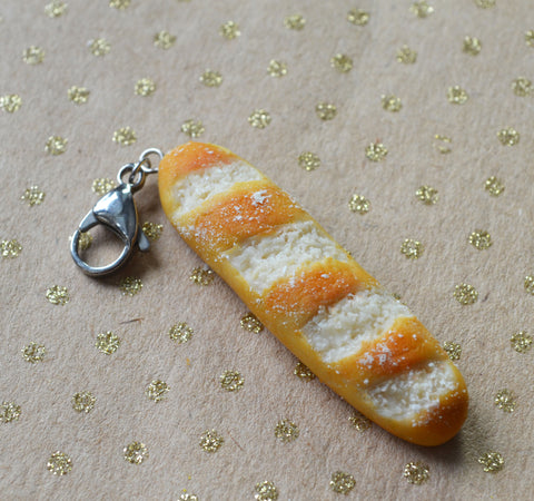 Polymer Clay Baguette Bread Charm, Key Chain, Necklace