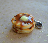 Chocolate Chip Pancake Charm, Key Chain, Necklace, Polymer Clay Mini Food Jewelry