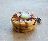 Chocolate Chip Pancake Charm, Key Chain, Necklace, Polymer Clay Mini Food Jewelry