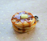 Chocolate Chip Pancake Charm, Key Chain, Necklace, Polymer Clay Mini Food Jewelry