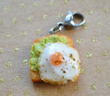 Fried Egg on Avocado Toast Polymer Clay Mini Food Charm, Key Chain, Necklace