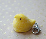 Peep Marshmallow Chick Charm, Necklace, Key Chain, Polymer Clay Mini Food