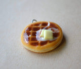 Waffle Charm, Key chain, Pendant, Polymer Clay Mini Food Jewelry