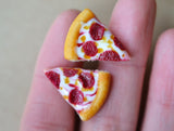 Pepperoni Pizza Polymer Clay Stud Earrings